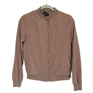 Be Cool Womens Tan Faux Suede Jacket S Bomber Style Lightweight Short Classy